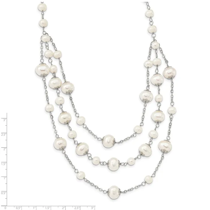 WB Choice Jewelry Rings Sterling Silver Rhp 711mm White FWC Pearl Multistrand w 2in ext NecklacWBCQH563417 WB Choice Jewelry Rings Sterling Silver Rhp 711mm White FWC Pearl Multistrand w 2in ext NecklacWBCQH563417