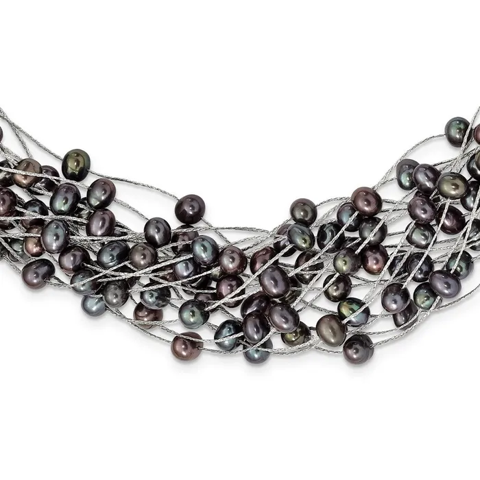 WB Choice Jewelry Rings Sterling Silver Rhodpl 57mm Black Semiround FWC Pearl Multistrand NecklWBCQH563218 WB Choice Jewelry Rings Sterling Silver Rhodpl 57mm Black Semiround FWC Pearl Multistrand NecklWBCQH563218