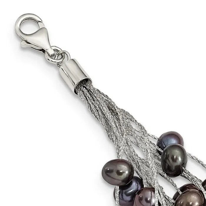 WB Choice Jewelry Rings Sterling Silver Rhodpl 57mm Black Semiround FWC Pearl Multistrand NecklWBCQH563218 WB Choice Jewelry Rings Sterling Silver Rhodpl 57mm Black Semiround FWC Pearl Multistrand NecklWBCQH563218