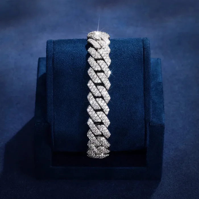 14MM S925 MOISSANITE PRONG CUBAN BRACELET icezeusshop Bracelets