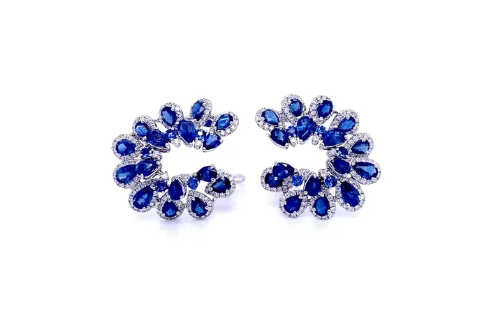 Albert Hern Earrings Earrings 18kt Gold LookAtMe Sapphire Diamonds