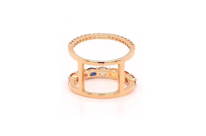 Albert Hern Rings Ring Double 18kt Rose Gold Sapphires Diamonds