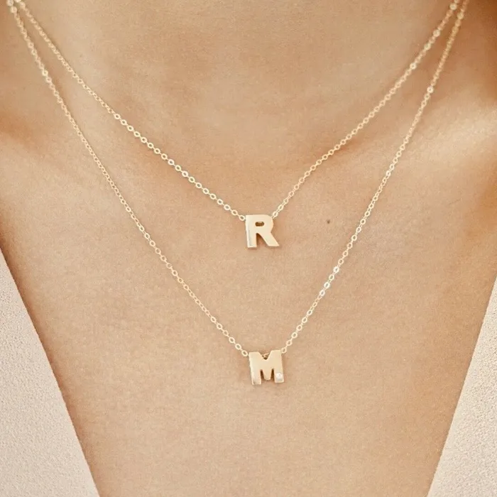 Albrecht Jewellery Initial Pendant Necklace with a Cable Chain 14K Solid Gold Letter Necklace Necklaces Albrecht Jewellery Initial Pendant Necklace with a Cable Chain 14K Solid Gold Letter Necklace Necklaces