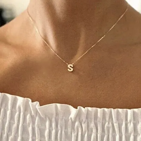Albrecht Jewellery Initial Pendant Necklace with a Cable Chain 14K Solid Gold Letter Necklace Necklaces