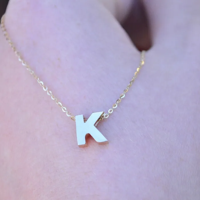 Albrecht Jewellery Initial Pendant Necklace with a Cable Chain 14K Solid Gold Letter Necklace Necklaces