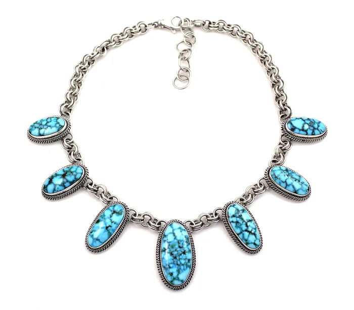 Artie Yellowhorse Necklaces Seven Stone Kingman Turquoise Necklace