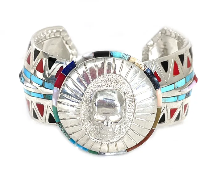 Ben Nighthorse Bracelets Skull On Round Cuff Bracelet