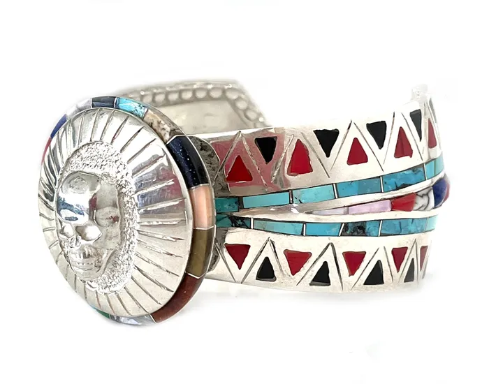 Ben Nighthorse Bracelets Skull On Round Cuff Bracelet Ben Nighthorse Bracelets Skull On Round Cuff Bracelet