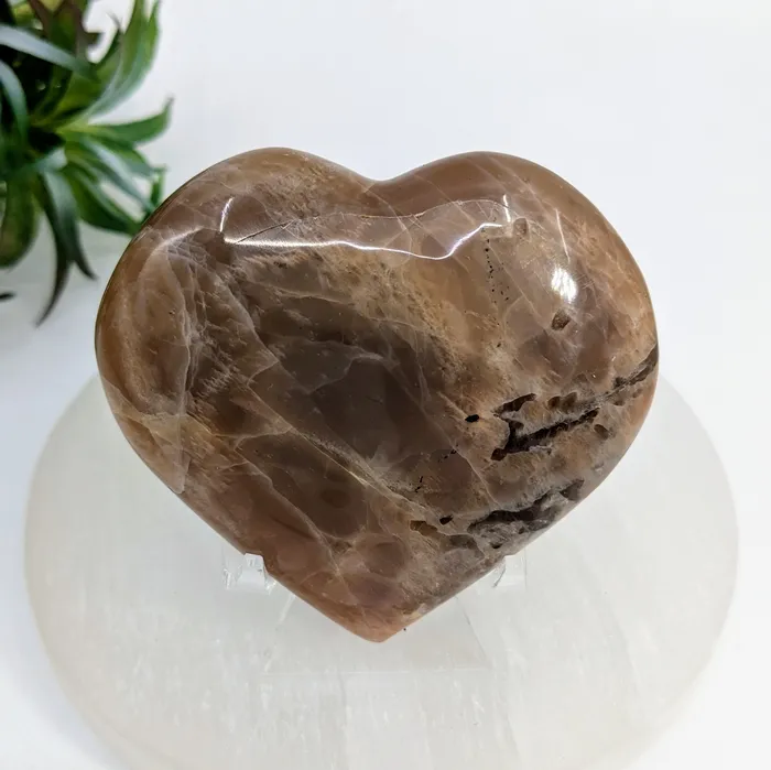 Bliss Crystals Necklaces Peach Moonstone 27 Heart LV7519