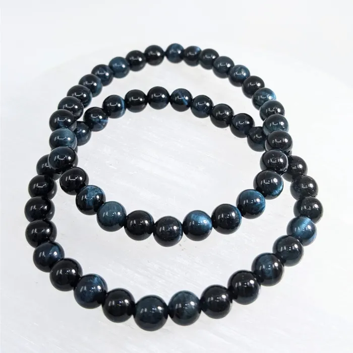 Blue Tigers Eye 65mm Beaded Bracelet LV4174 Bliss Crystals Bracelets