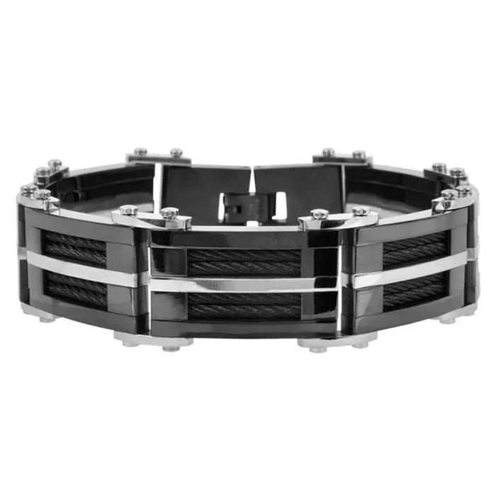 Bracelets INOX JEWELRY Black and Silver Tone Stainless Steel Urbanight Industrial Bracelet Bracelets INOX JEWELRY Black and Silver Tone Stainless Steel Urbanight Industrial Bracelet
