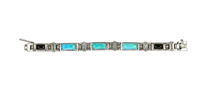 Bracelets Shreve Saville Obsidian and Blue Oasis Link Bracelet