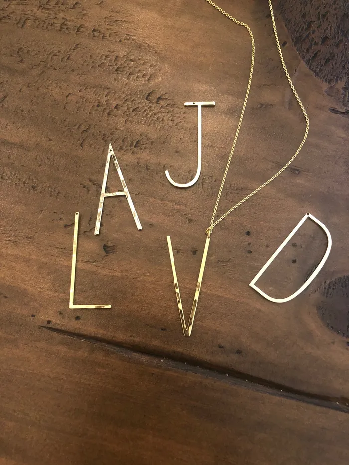 bubs sass Necklaces large hammered initial necklace