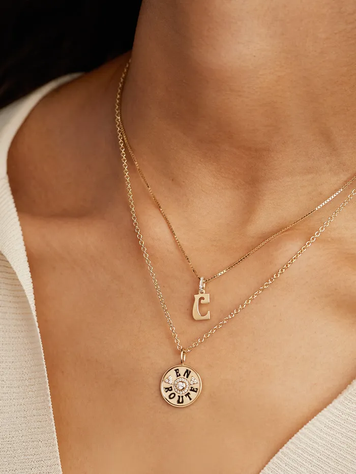 Charm Necklaces Marlo Laz Initial Diamond Charm