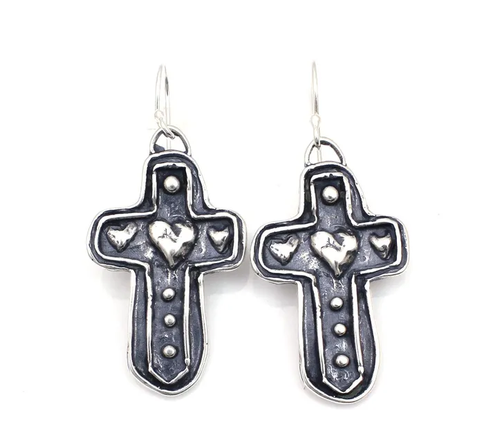 Crosses and Hearts Dangle Earrings Pam Springall Earrings