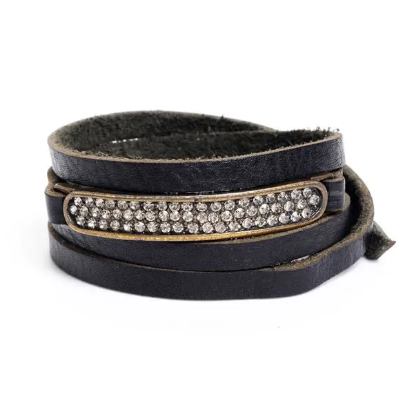 Crystal ID Leather Wrap Bracelet Rebel Designs Inc Bracelets
