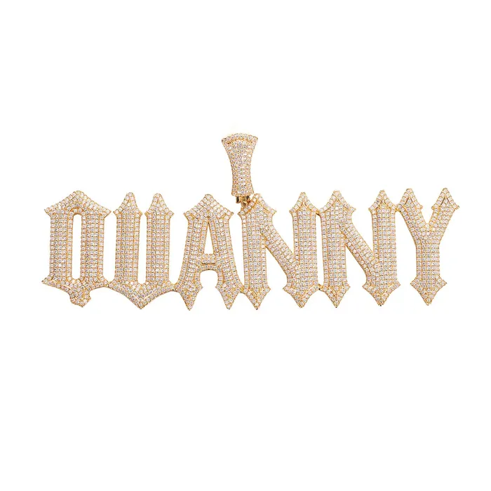 Custom SilverGold Rapper Iced Out Spiked Letter Name Necklace Pendant icezeusshop Necklaces
