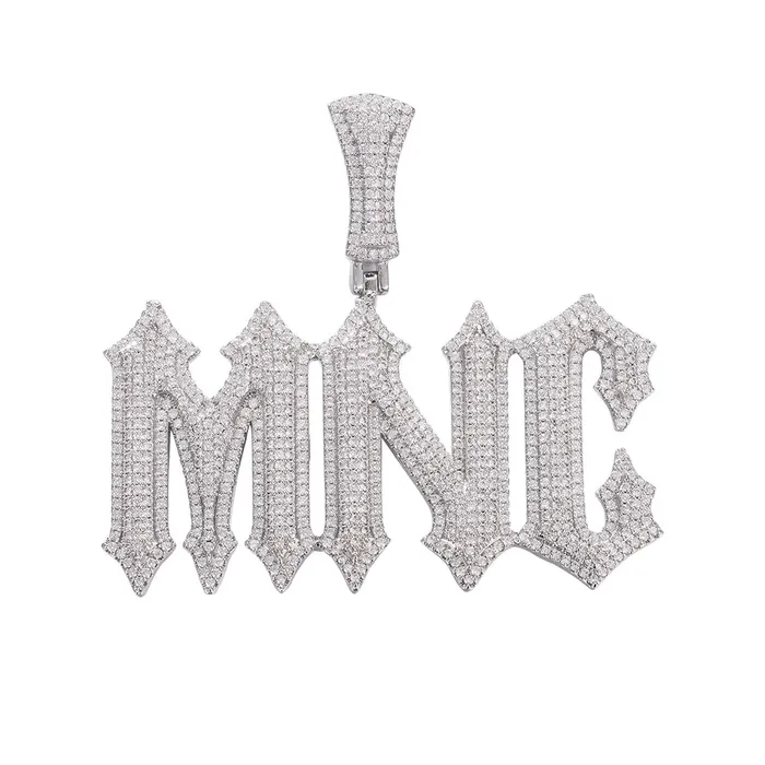 Custom SilverGold Rapper Iced Out Spiked Letter Name Necklace Pendant icezeusshop Necklaces