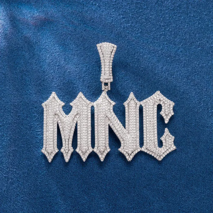 Custom SilverGold Rapper Iced Out Spiked Letter Name Necklace Pendant icezeusshop Necklaces