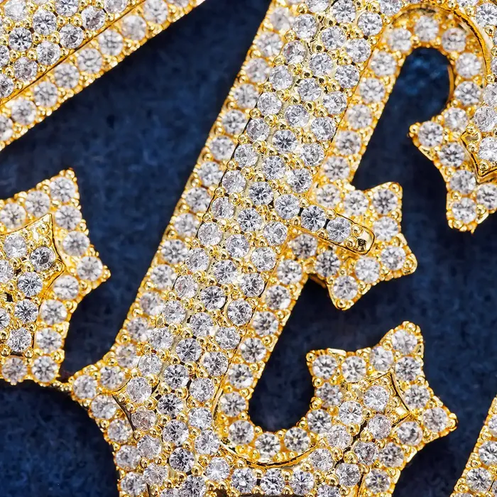 Custom SilverGold Rapper Iced Out Spiked Letter Name Necklace Pendant icezeusshop Necklaces