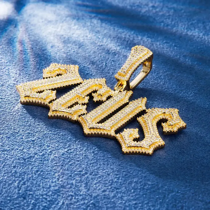 Custom SilverGold Rapper Iced Out Spiked Letter Name Necklace Pendant icezeusshop Necklaces