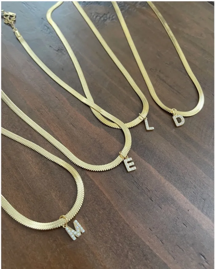 cz snake chain initial bubs sass Necklaces