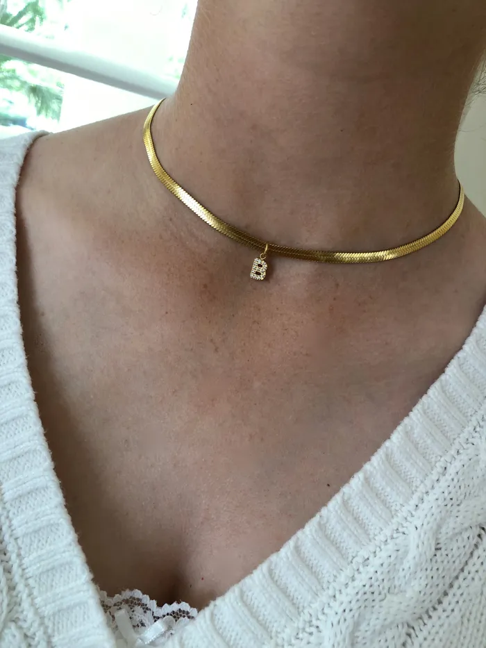 cz snake chain initial bubs sass Necklaces