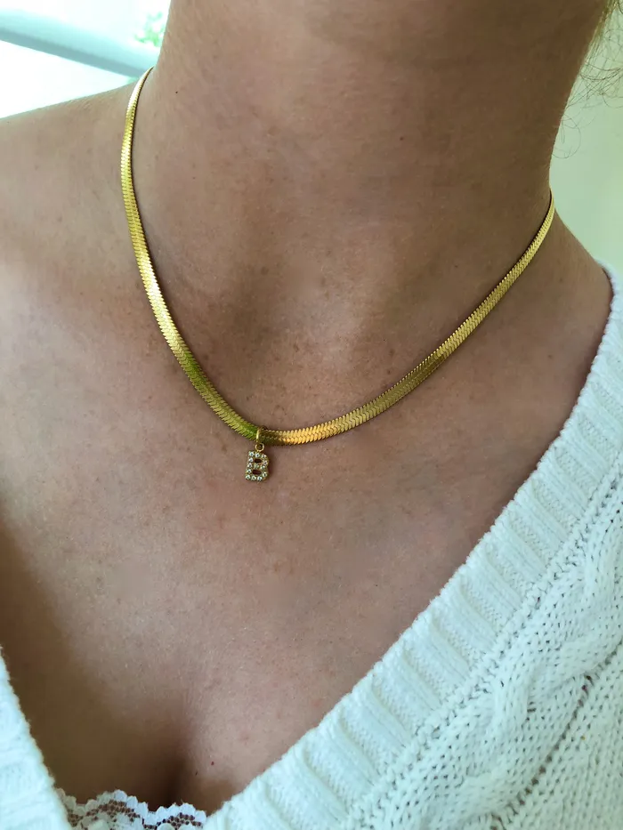 cz snake chain initial bubs sass Necklaces