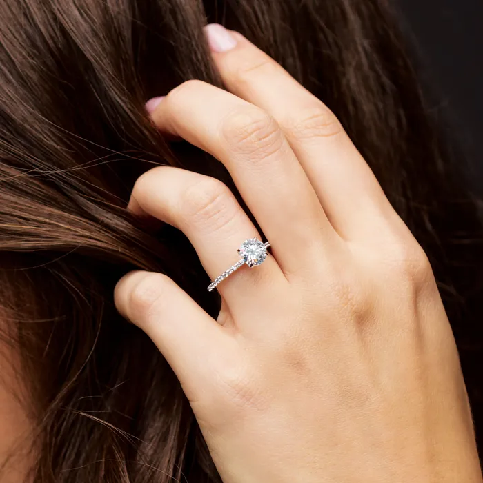 Diamond Hidden Halo Engagement Ring 13 ct tw acredo USA Rings