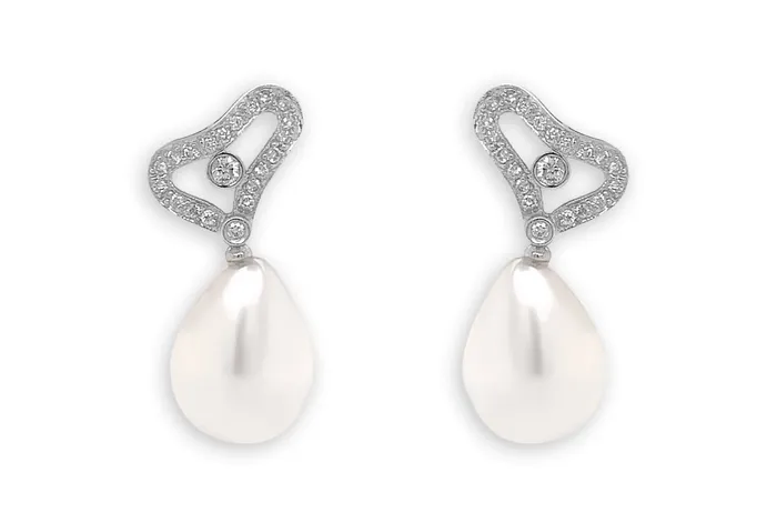 Earrings 18kt Gold Organic Shape with Pearls Diamonds Studs Albert Hern Earrings Earrings 18kt Gold Organic Shape with Pearls Diamonds Studs Albert Hern Earrings