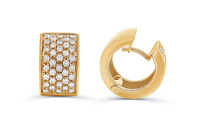Earrings Albert Hern Earrings 18kt Yellow Gold Huggies 5Row Diamonds