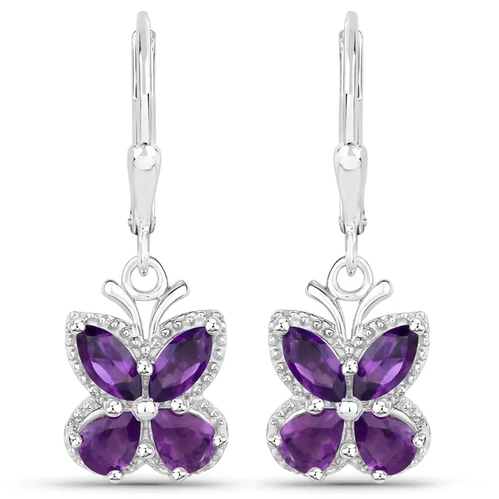 Earrings Quintessence Gemstone Butterfly Earrings in Sterling SilverAmethyst Garnet Peridot or Topaz