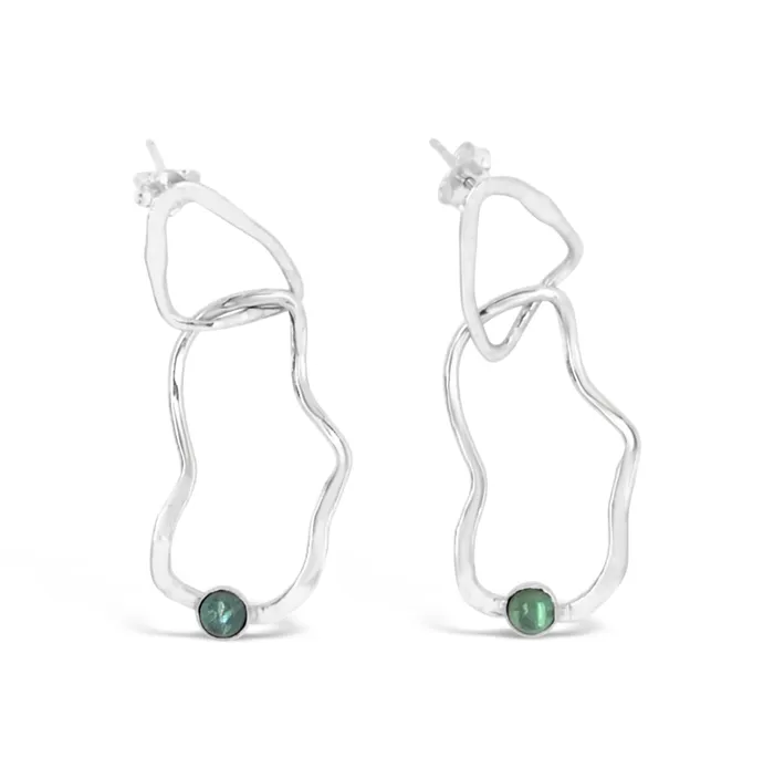 Earrings Shannon Russell Jewelry Ripples Earrings in Teal Tourmaline