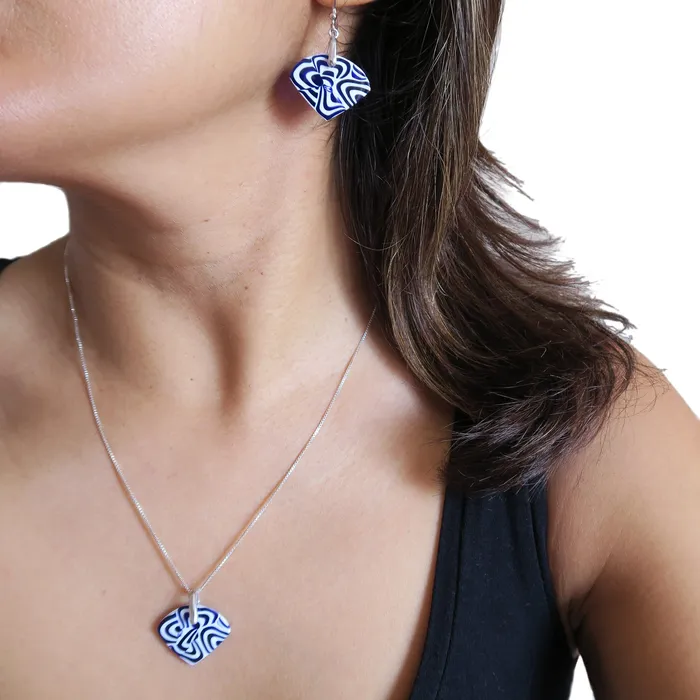 Earrings VN Murrine Murano glass small Pendant and earrings set Fantasy