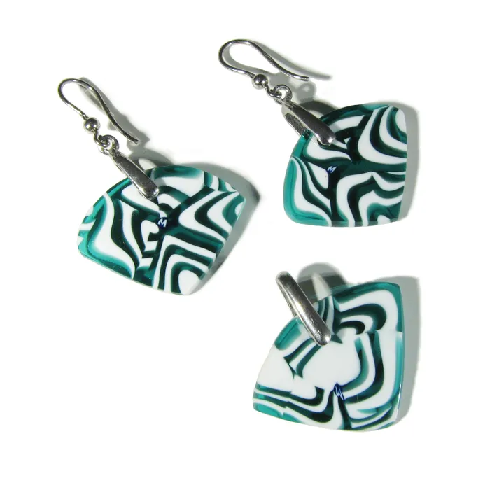 Earrings VN Murrine Murano glass small Pendant and earrings set Fantasy