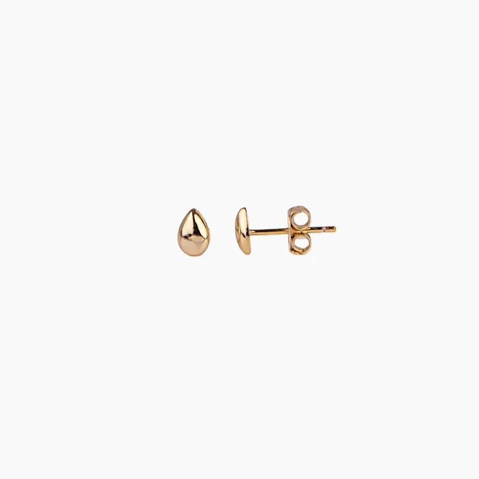 Golden Teardrop Stud Earrings misha hawaii Earrings