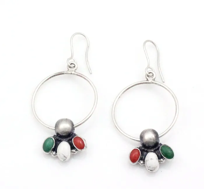 Hoop Earrings with Stone Accents Don Lucas Earrings