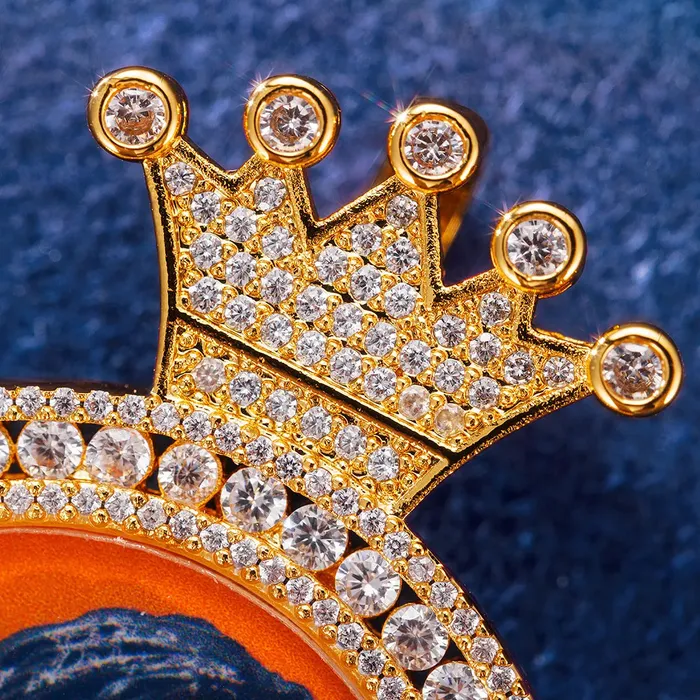 IceZeusShop Necklaces Custom Crown Bail Round Photo Pendant