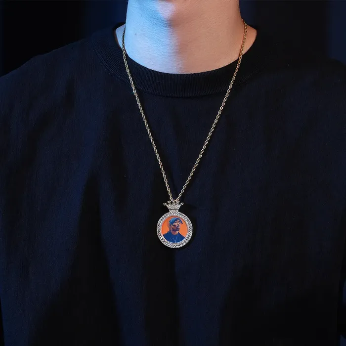 IceZeusShop Necklaces Custom Crown Bail Round Photo Pendant