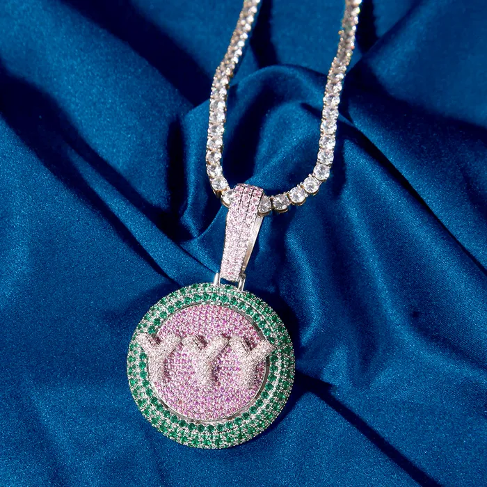 IceZeusShop Necklaces Custom Round Disc Rotating Letter Pendant