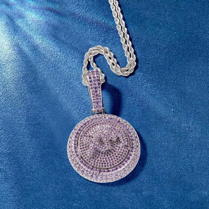 IceZeusShop Necklaces Custom Round Disc Rotating Letter Pendant
