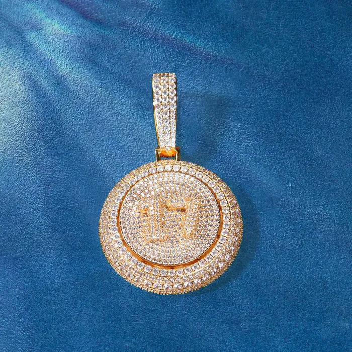IceZeusShop Necklaces Custom Round Disc Rotating Letter Pendant