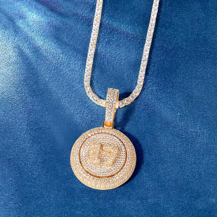 IceZeusShop Necklaces Custom Round Disc Rotating Letter Pendant