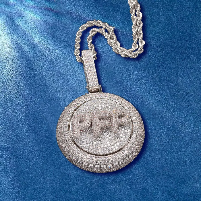 IceZeusShop Necklaces Custom Round Disc Rotating Letter Pendant