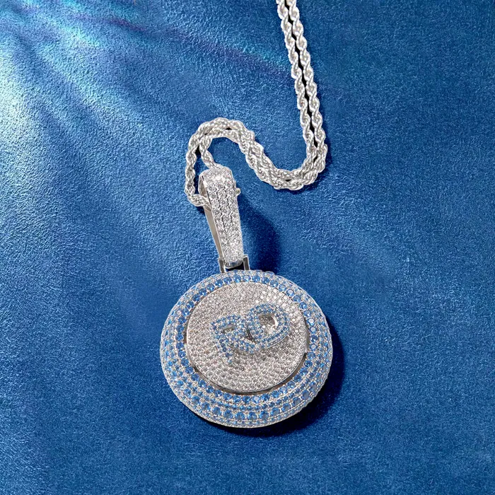 IceZeusShop Necklaces Custom Round Disc Rotating Letter Pendant