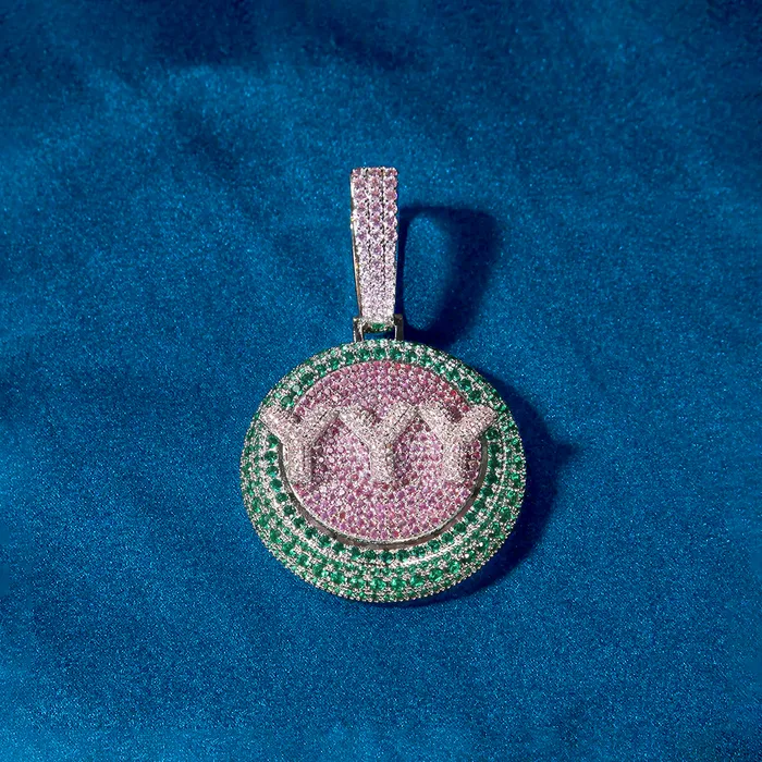 IceZeusShop Necklaces Custom Round Disc Rotating Letter Pendant