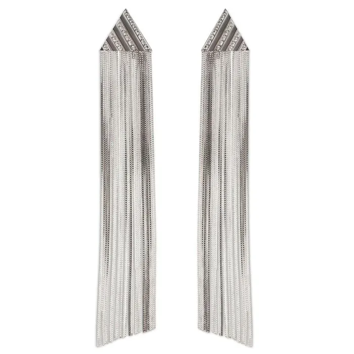 Jack Vartanian Earrings PLEATS TRIANGLE FRINGE EARRING IN 18K WHITE GOLD WITH DIAMOND Jack Vartanian Earrings PLEATS TRIANGLE FRINGE EARRING IN 18K WHITE GOLD WITH DIAMOND