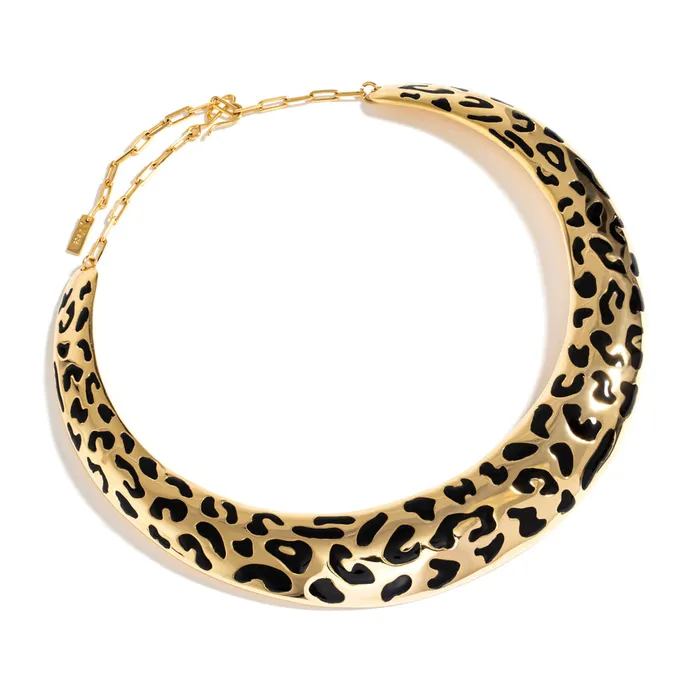 Jack Vartanian Necklaces MAXI LEOPARDO NECKLACE IN 18K YELLOW GOLD PLATED SILVER WITH ENAMEL DETAILS