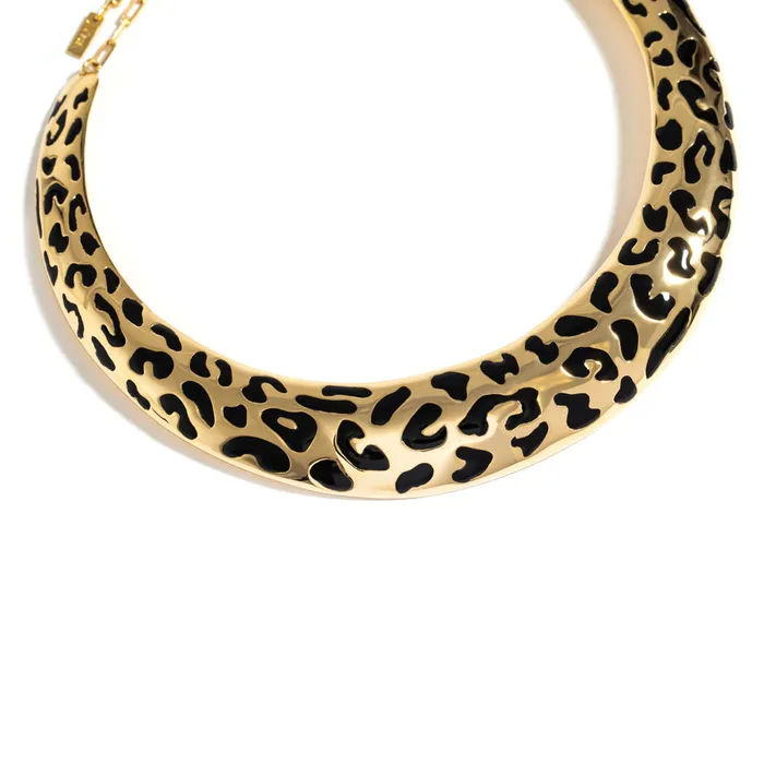 Jack Vartanian Necklaces MAXI LEOPARDO NECKLACE IN 18K YELLOW GOLD PLATED SILVER WITH ENAMEL DETAILS