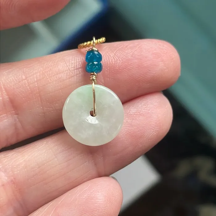 Jade Pendant Apatite Gold Filled Handmade Love Vintage Paris PreStyled Sets